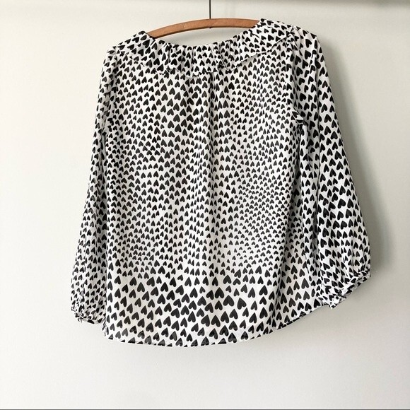 J Crew Ruffle-trim V-neck heart print‎ blouse - Picture 5 of 8